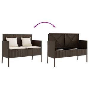 Panca da Giardino con Cuscini Marrone in Polyrattan 365772