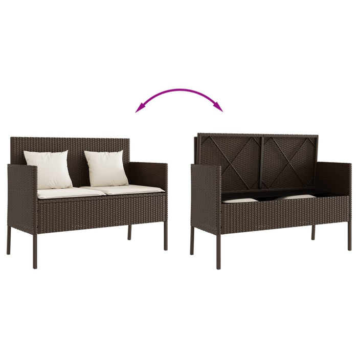 Panca da Giardino con Cuscini Marrone in Polyrattan 365772