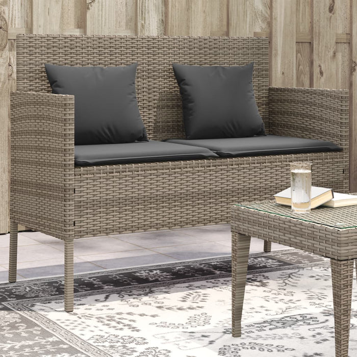 Panca da Giardino con Cuscini Grigia in Polyrattancod mxl 112892