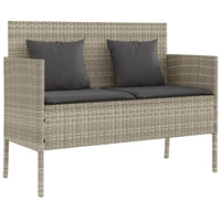 Panca da Giardino con Cuscini Grigio Chiaro in Polyrattan 365776