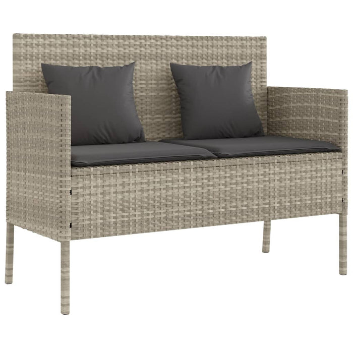 Panca da Giardino con Cuscini Grigio Chiaro in Polyrattan 365776