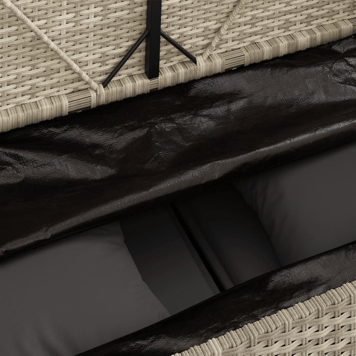 Panca da Giardino con Cuscini Grigio Chiaro in Polyrattan 365776