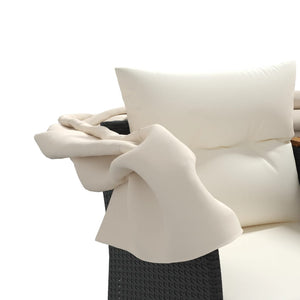 Divano Giardino 2 Posti-Sofa da Giardino-Divanetto da esterno Baldacchino e Sgabelli Nero Polyrattan 692730