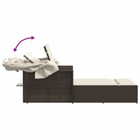 Lettino Doppio con Baldacchino e Cuscini Marrone in Polyrattan 365808