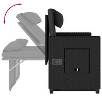 Panca Reclinabile da Giardino con Cuscini Nera in Polyrattan 365817