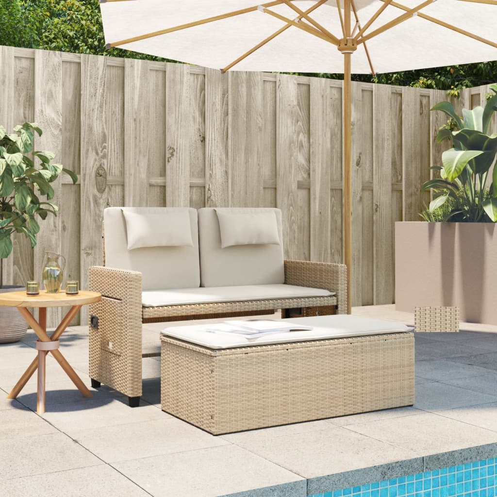 Panca Reclinabile da Giardino con Cuscini Beige in Polyrattancod mxl 88493