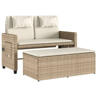 Panca Reclinabile da Giardino con Cuscini Beige in Polyrattan 365820