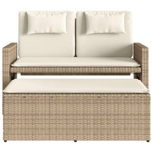 Panca Reclinabile da Giardino con Cuscini Beige in Polyrattan 365820