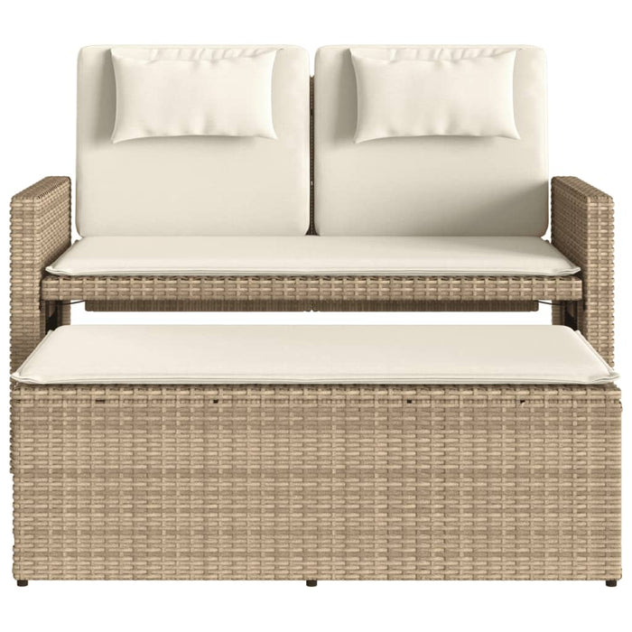 Panca Reclinabile da Giardino con Cuscini Beige in Polyrattan 365820