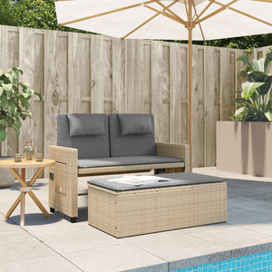 Panca Reclinabile da Giardino con Cuscini Beige in Polyrattan 365821