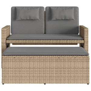 Panca Reclinabile da Giardino con Cuscini Beige in Polyrattan 365821