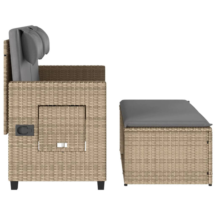 Panca Reclinabile da Giardino con Cuscini Beige in Polyrattan 365821