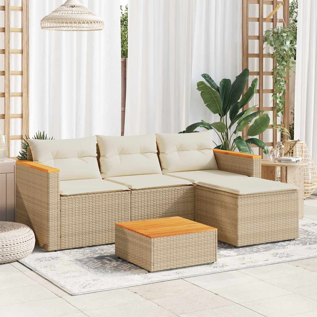 Set Divano da Giardino 3 pz con Cuscini-Sofa da Giardino-Divanetto da esterno Beige in Polyrattan 106799
