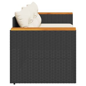 Divano da Giardino a 3 Posti con Cuscini Nero in Polyrattan 365829