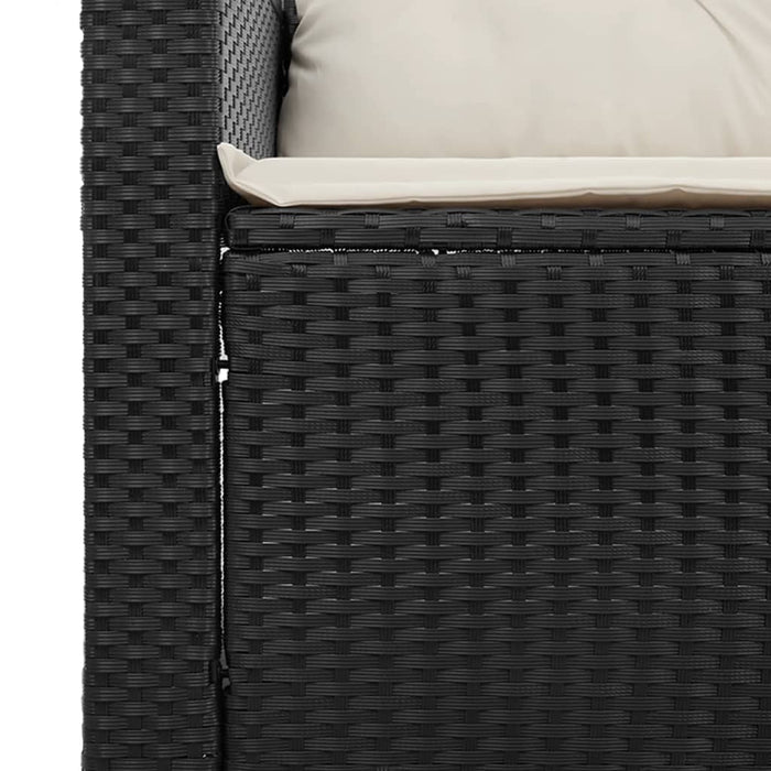 Divano da Giardino a 3 Posti con Cuscini Nero in Polyrattan 365829