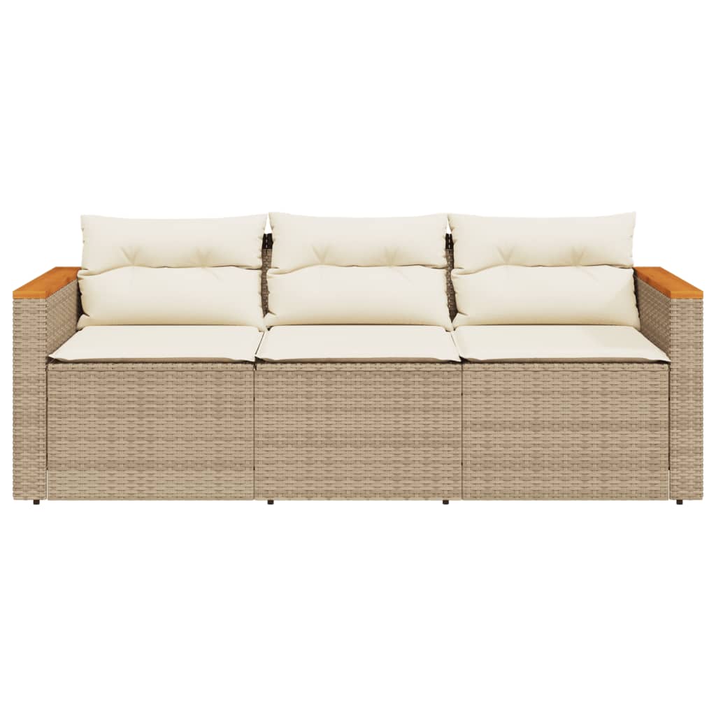 Divano da Giardino con Cuscini a 3 Posti Beige in Polyrattan 365831