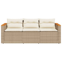 Divano da Giardino con Cuscini a 3 Posti Beige in Polyrattan 365831