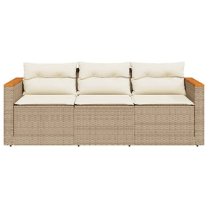 Divano da Giardino con Cuscini a 3 Posti Beige in Polyrattan 365831