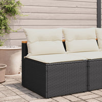 Divano Giardino Senza Braccioli con Cuscini 2pz Nero Polyrattan 365832