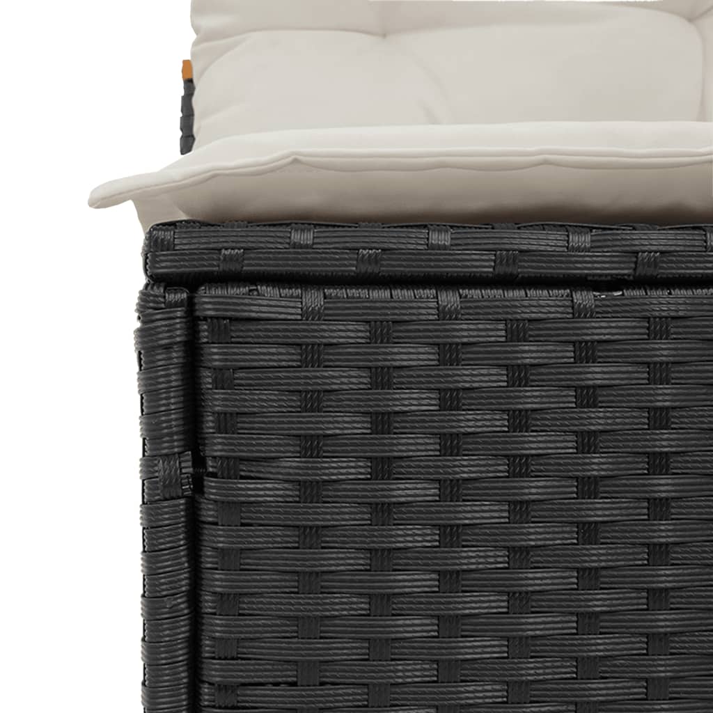 Divano Giardino Senza Braccioli con Cuscini 2pz Nero Polyrattan 365832