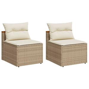 Divani Giardino Senza Braccioli con Cuscini 2 Beige Polyrattan 365834
