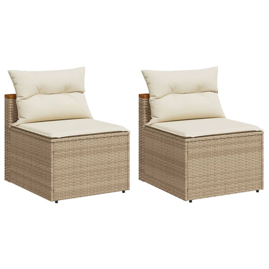 Divani Giardino Senza Braccioli con Cuscini 2 Beige Polyrattan 365834