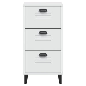 Comodino VIKEN Bianco in Legno Massello di Pino 374917