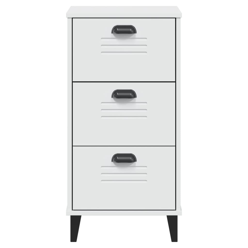 Comodino-Tavolino da notte VIKEN Bianco in Legno Massello di Pino