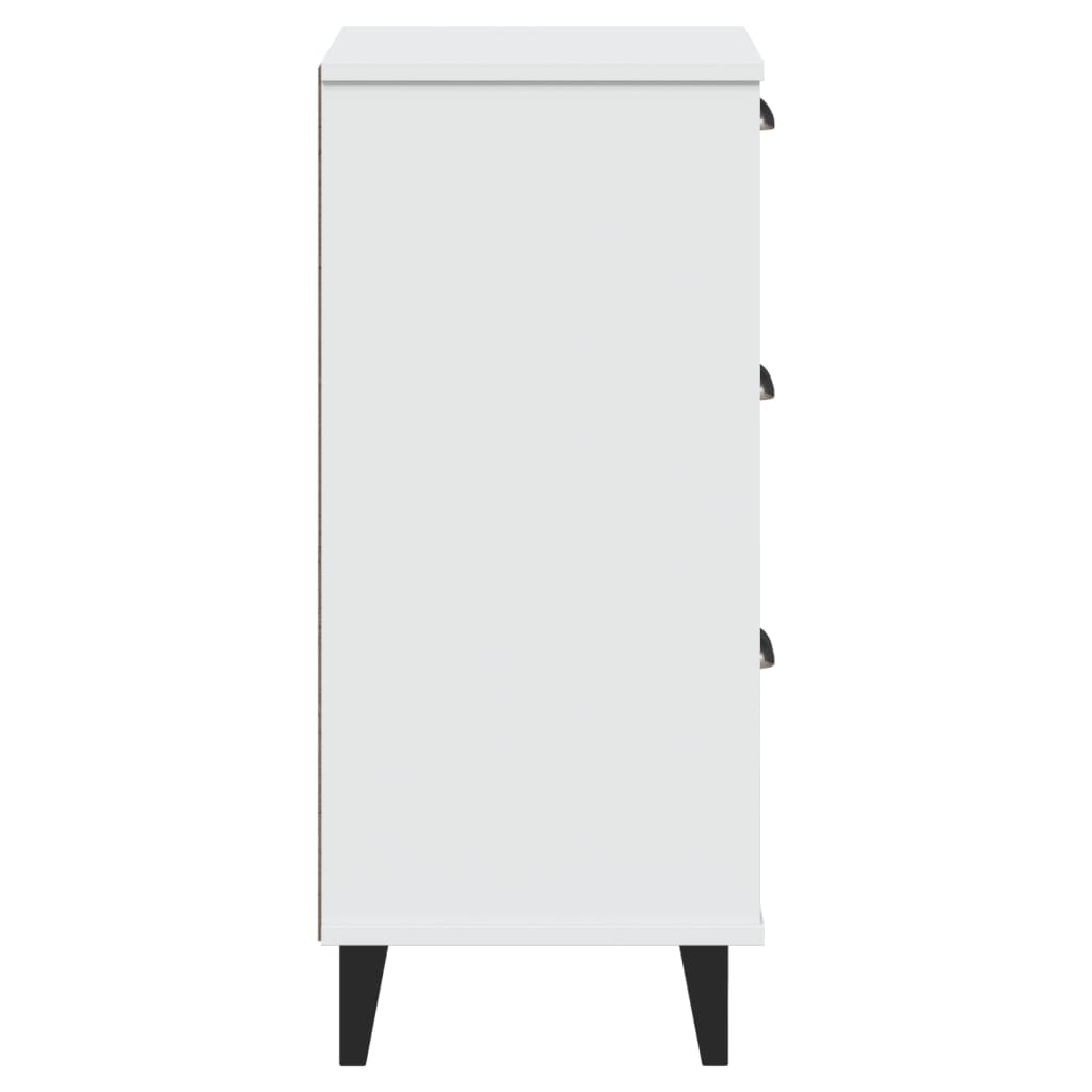 Comodino-Tavolino da notte VIKEN Bianco in Legno Massello di Pino