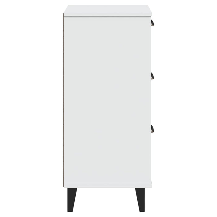 Comodino-Tavolino da notte VIKEN Bianco in Legno Massello di Pino