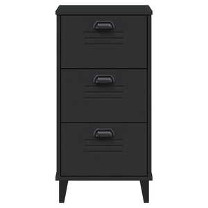 Comodino VIKEN Nero in Legno Massello di Pino 374918