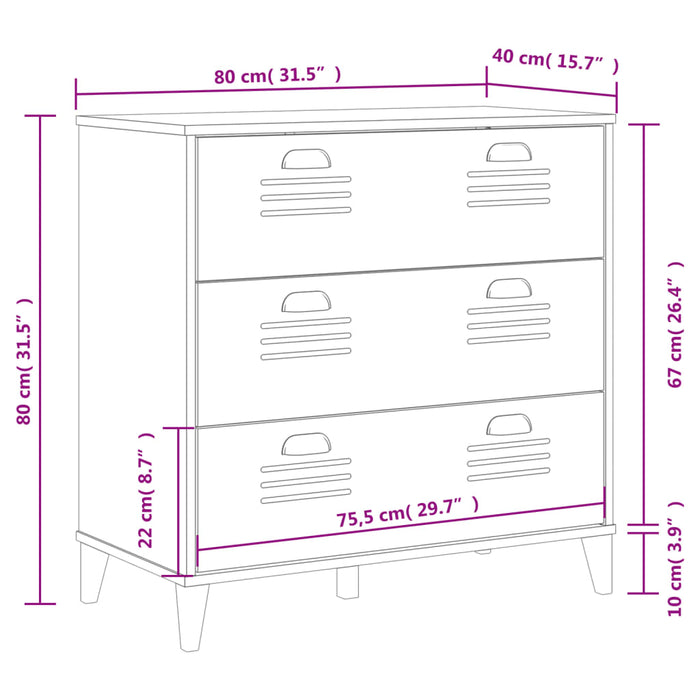 Cassettiera VIKEN Bianca in Legno Multistrato 374920