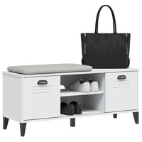 Panca Portascarpe VIKEN Bianca 106x35x45 cm Legno Massello Pino