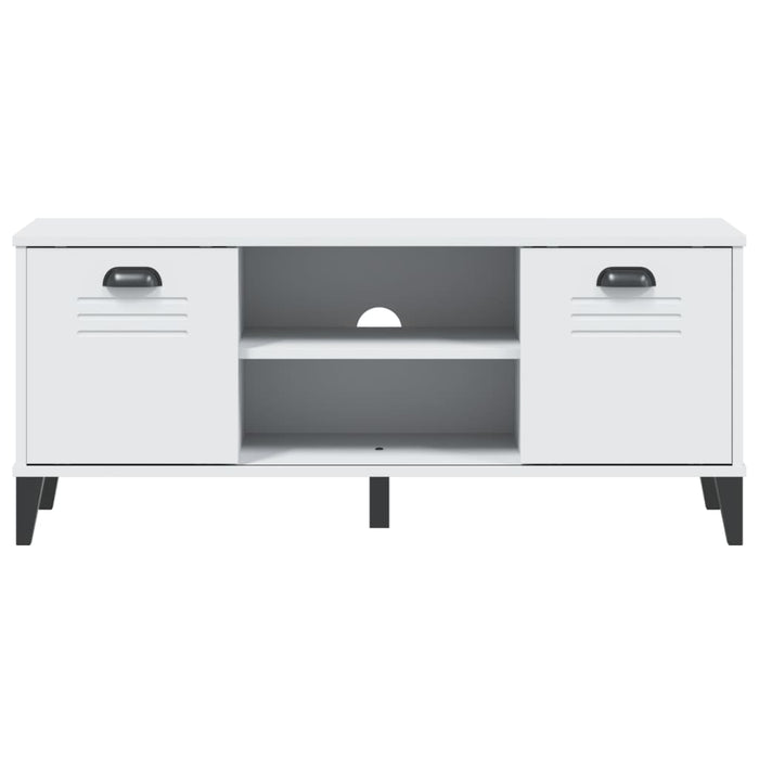 Panca Portascarpe VIKEN Bianca 106x35x45 cm Legno Massello Pino