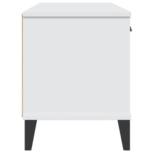 Panca Portascarpe VIKEN Bianca 106x35x45 cm Legno Massello Pino