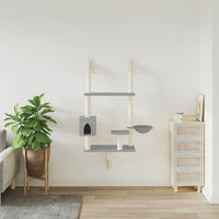 vidaXL Albero per Gatti con Tiragraffi a Parete Grigio Chiaro 153 cm