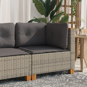Divano Angolare da Giardino con Cuscini Grigio in Polyrattan 365903