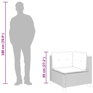 Divano Angolare da Giardino con Cuscini Grigio in Polyrattan 365903