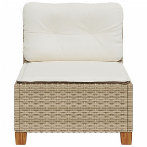 Divano Giardino Senza Braccioli con Cuscini Beige in Polyrattan 365907