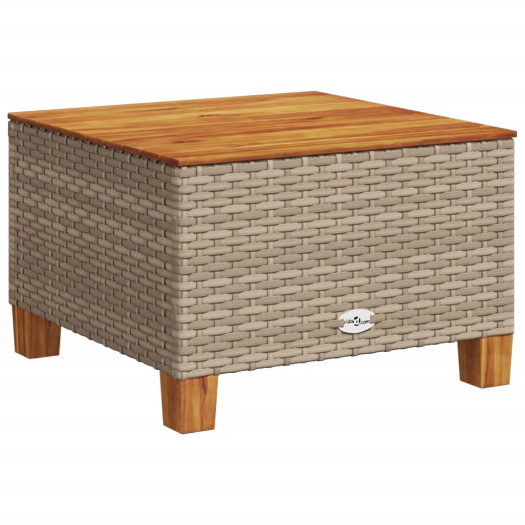 Tavolo da Giardino Beige 55x55x36 cm Polyrattan e Legno Acacia 365910