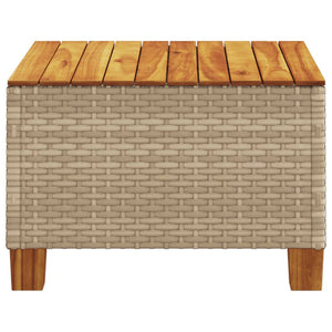 Tavolo da Giardino Beige 55x55x36 cm Polyrattan e Legno Acacia 365910
