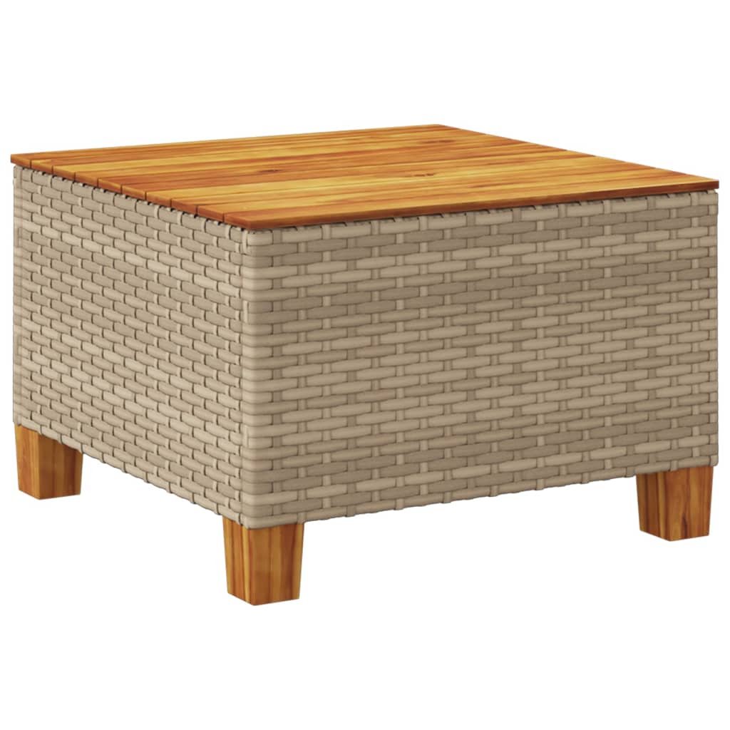 Tavolo da Giardino Beige 55x55x36 cm Polyrattan e Legno Acacia 365910