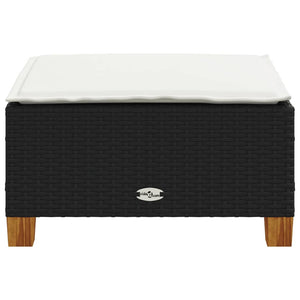 Sgabello Giardino con Cuscino Nero 63,5x56x32 cm in Polyrattan
