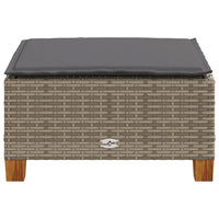 Sgabello Giardino con Cuscino Grigio 63,5x56x32cm in Polyrattan 365912