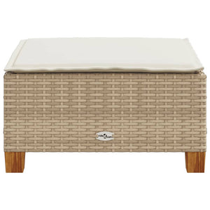 Sgabello Giardino con Cuscino Beige 63,5x56x32 cm in Polyrattan