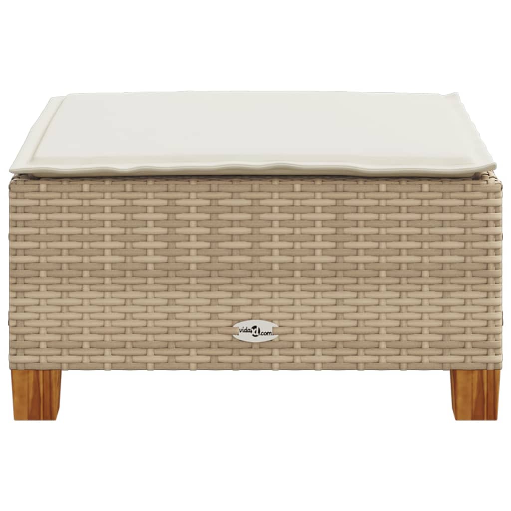 Sgabello Giardino con Cuscino Beige 63,5x56x32 cm in Polyrattan 365913
