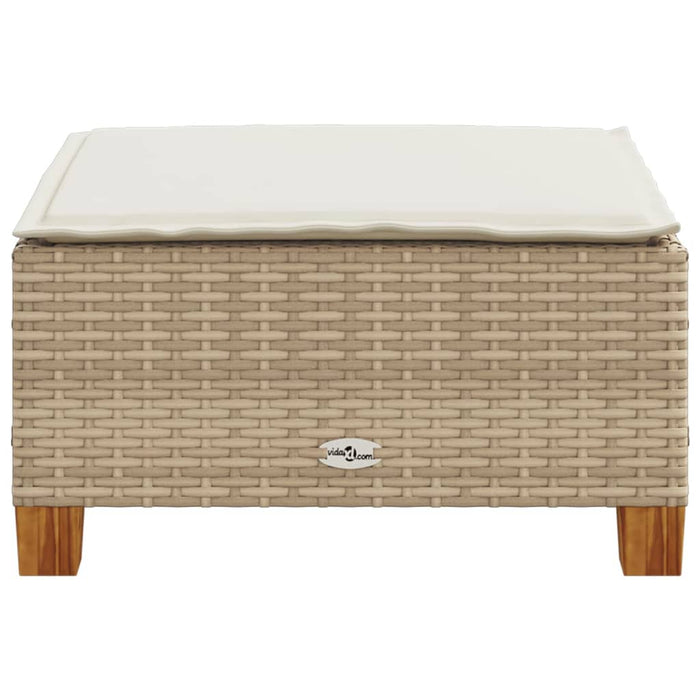 Sgabello Giardino con Cuscino Beige 63,5x56x32 cm in Polyrattan 365913