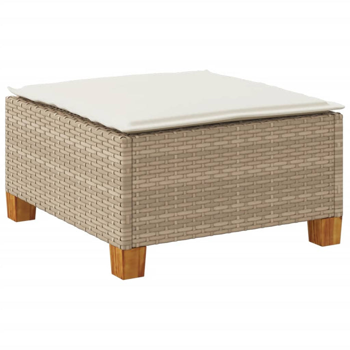 Sgabello Giardino con Cuscino Beige 63,5x56x32 cm in Polyrattan 365913