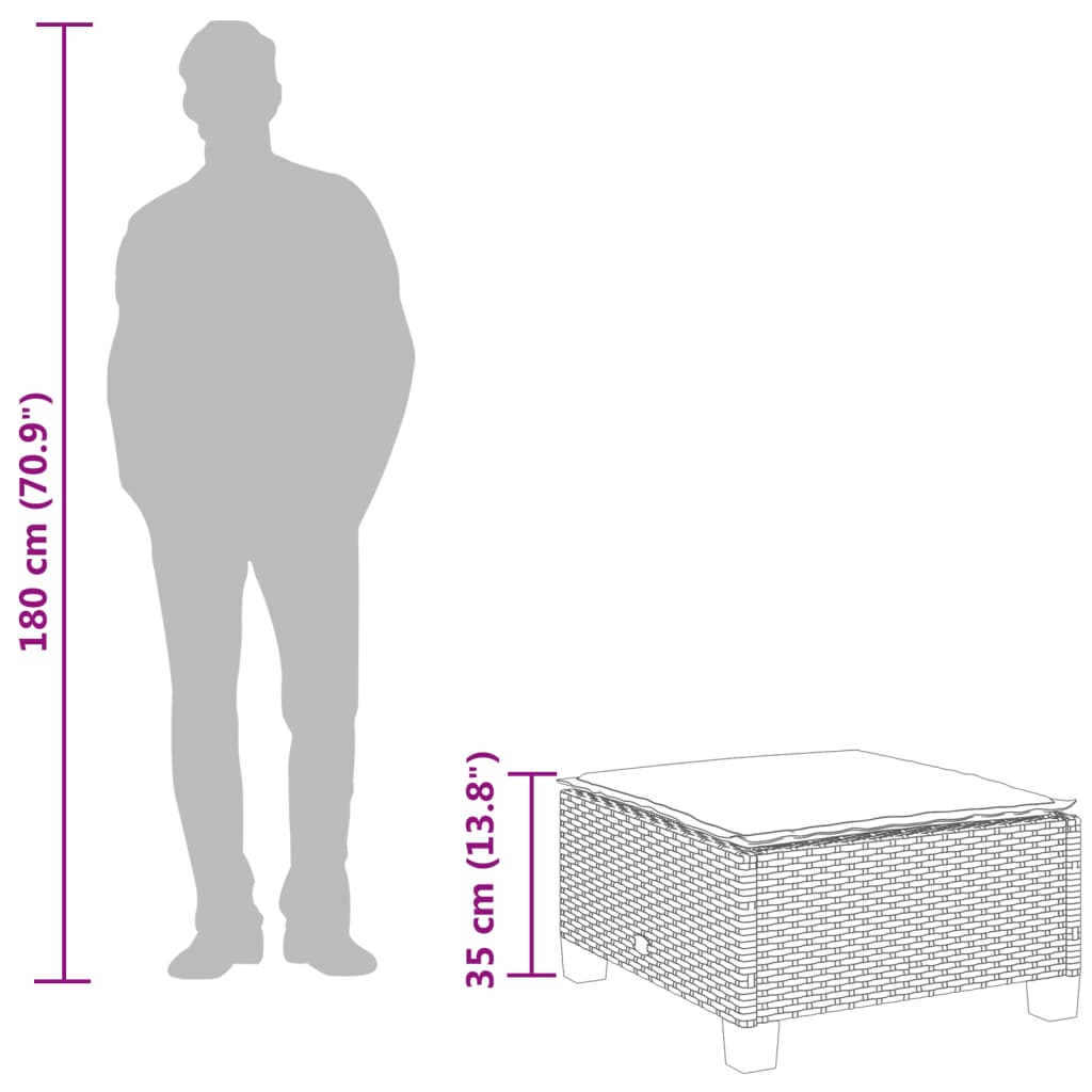 Sgabello Giardino con Cuscino Beige 63,5x56x32 cm in Polyrattan 365913