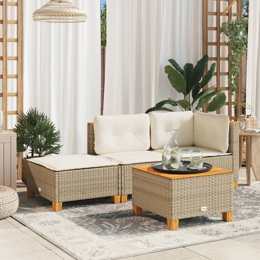 Sgabello Giardino con Cuscino Beige 63,5x56x32 cm in Polyrattan 365913